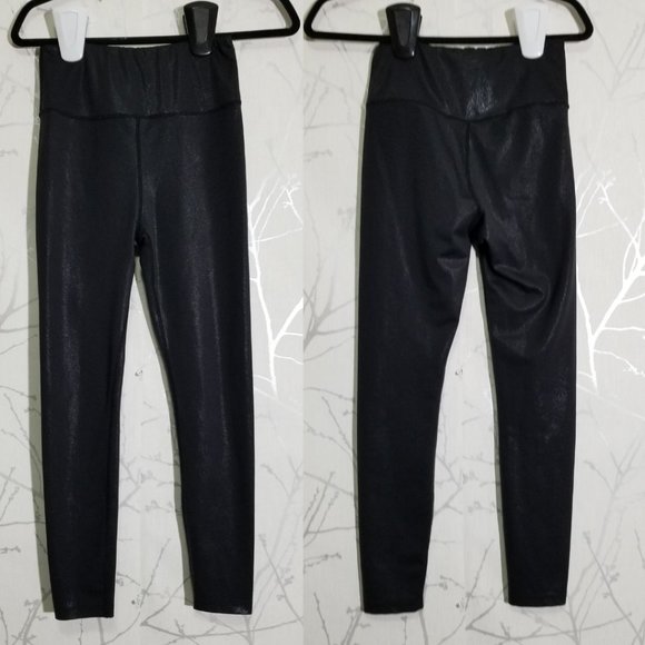 All Fenix Liquid Black Shiny High Rise 7/8 Leggings - Picture 2 of 6